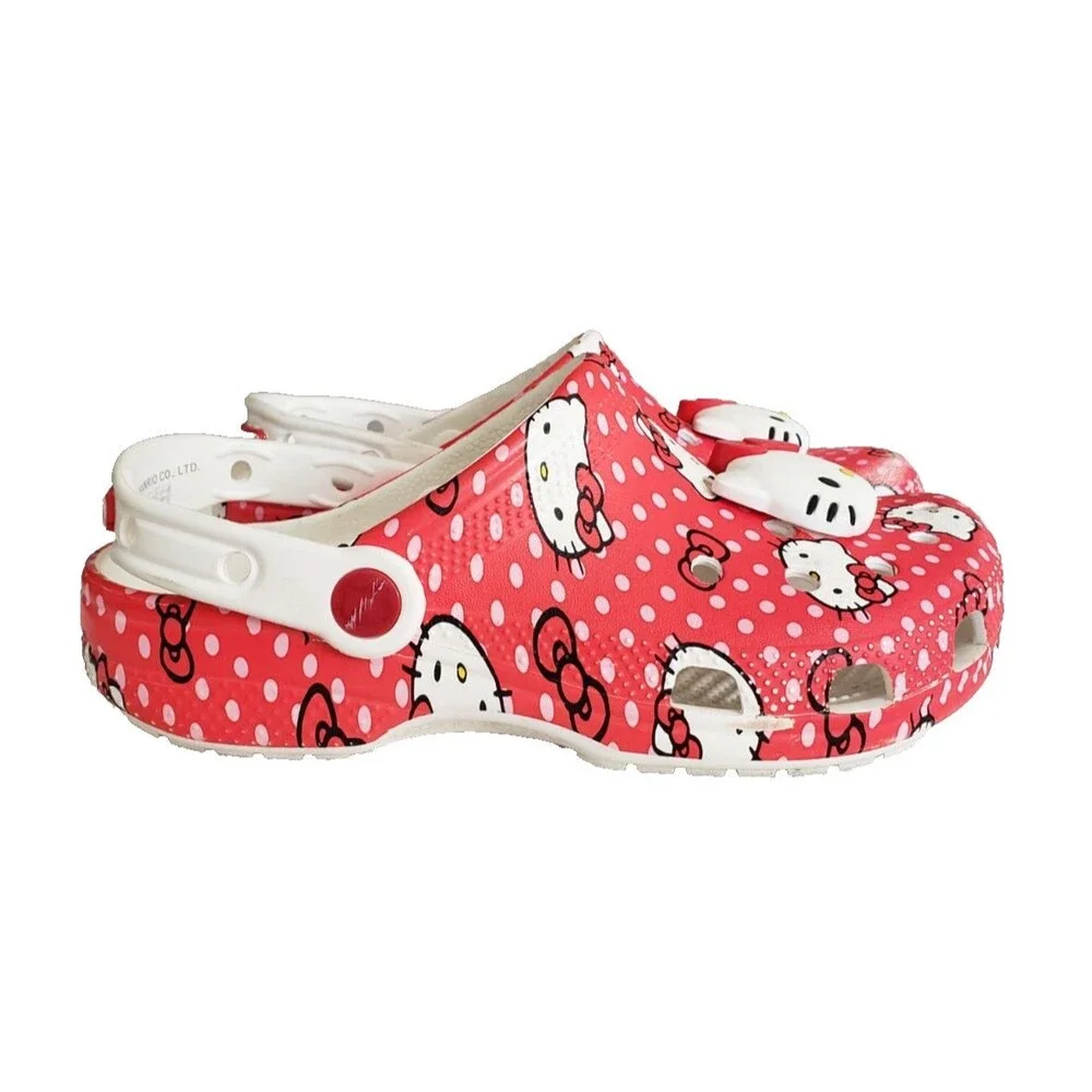 Crocs Hello Kitty Red Classic Clogs Girls Big Kids Size J4